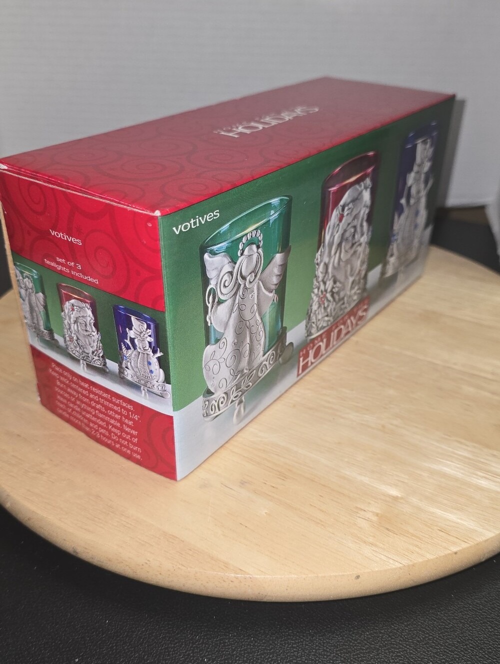 Vintage "Home for the Holidays" 3-piece Pewter Mini Votive Set